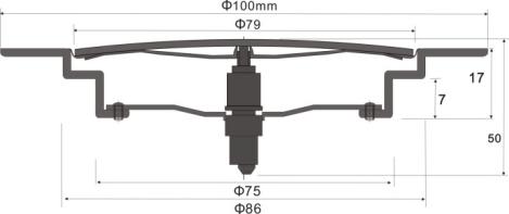 SZ106-10R Ø 100mm Rund köksfontän i rostfritt stål golvbrunn klickklack med pop-up mässingspatron